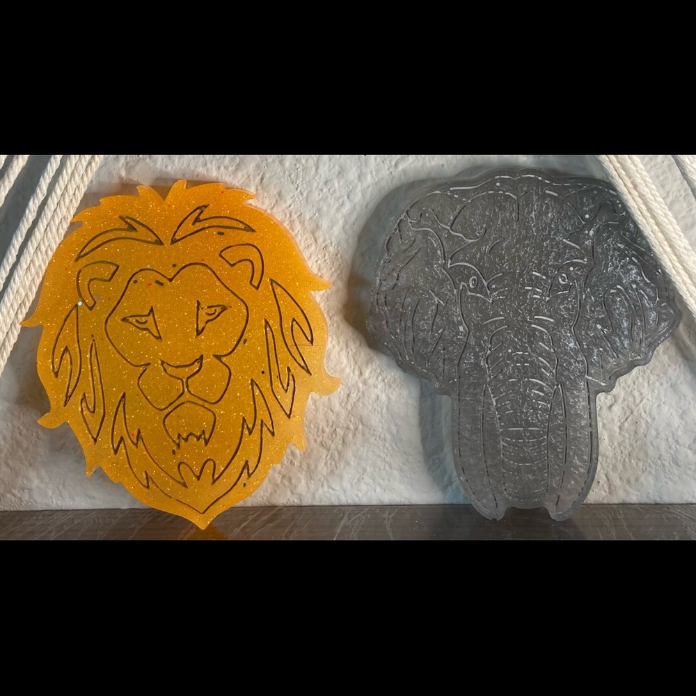 Beautiful lion, and elephant